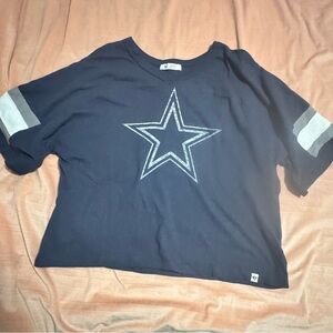 47 Dallas Cowboys Crop Top with Star and Light Gray Stripes